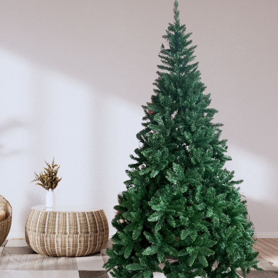Albero Di Natale Artificiale Sottile Con Fibra Ottica PURADAY – 240 Cm – Luci Multicolore Rosse, Gialle, Verdi, Blu, Viola