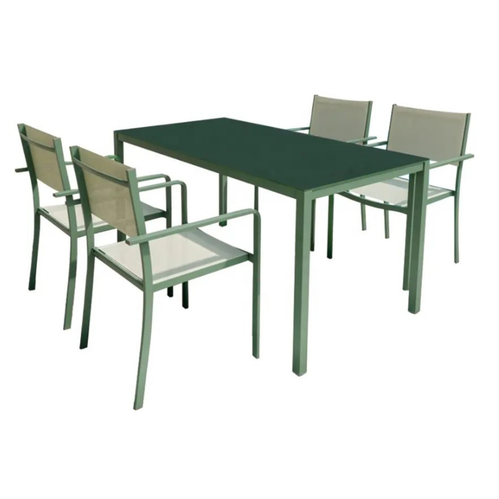 Set Tavolo e Sedie da Pranzo per Giardino, Poltrone Impilabili con