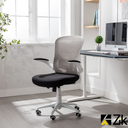 ZIK Silla de Oficina Blanca, Ergonómica, con Apoyabrazos Abatibles, Soporte Lumbar - 62x63x105