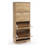 Space-saving entrance shoe rack, 4 doors, modern oak - 63x24x155h