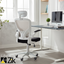 UNI EN 1335 Certified Ergonomic White Office Chair with Folding Armrests, Oscillating Headrest and Lumbar Support - Zik