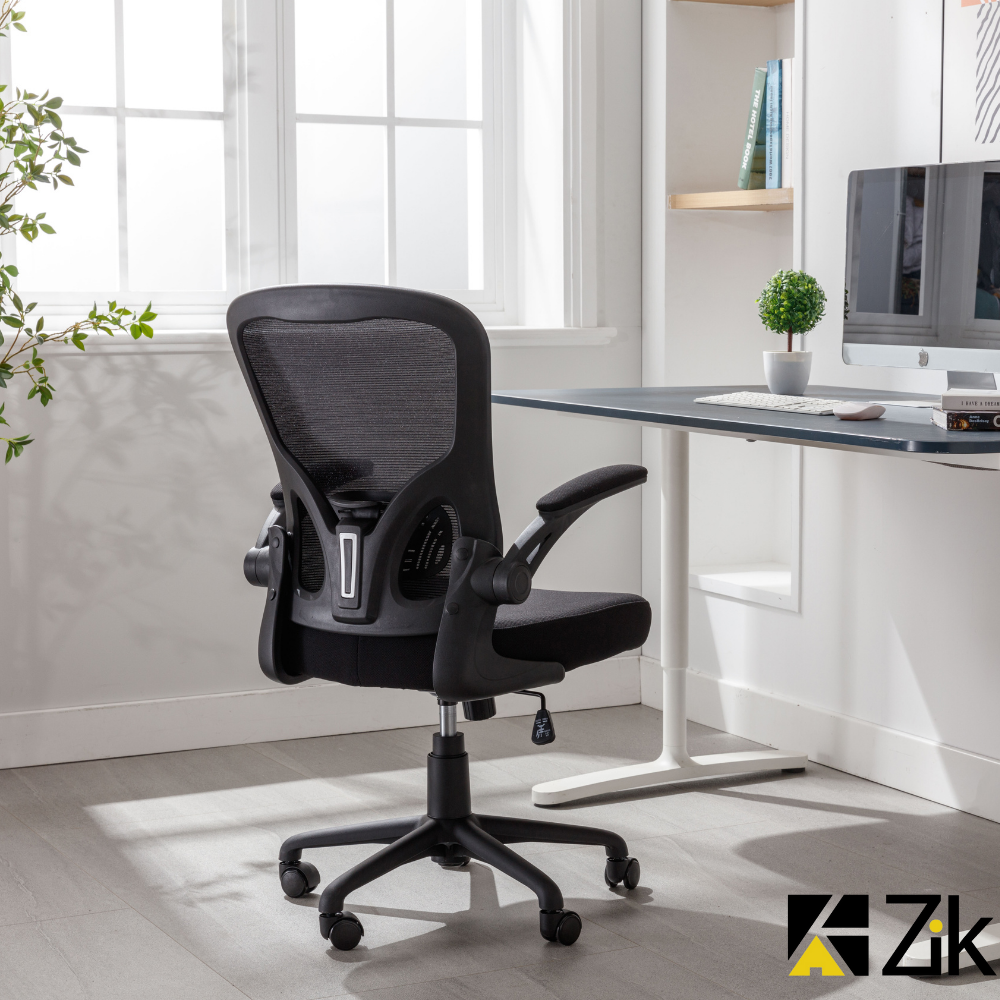 Chaise de bureau blanche ZIK, avec accoudoirs rabattables, soutien lombaire