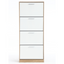 Space-saving entrance shoe rack, 4 doors, modern oak and white - 63x24x155h