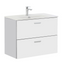 Mobile Bagno Sospeso con Lavabo in Ceramica e Specchio con Lampada LED (Bianco)