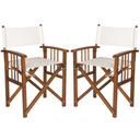 Set of 2 Folding Director's Chairs in Outdoor Wood with Armrests 52x50x83h