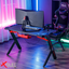 X-Bull Gaming Desk with LED, for PC and Office Complete with Accessories - 120x61x73cm