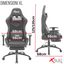 XL X-BULL Gaming Chair with Footrest Office Computer Reclining with Lumbar Support BLACK