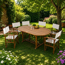 Set Tavolo e Sedie da Giardino da Pranzo 6 Posti in Legno Sedie Regista Tavolo Allungabile Mobili Esterno