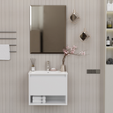 Glossy White Suspended Bathroom Cabinet 60 cm. with sink and mirror mod. MILAN