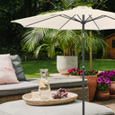 ZIK Parasol de jardin extérieur mât central en métal, dessus en polyester, inclinable - Ø 300 cm Blanc