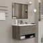 Mobile Bagno Sospeso Rovere 80 cm. con Lavabo e Specchio Inclusi mod. MILANO