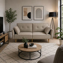 Divano letto 2 posti trasformabile imbottito con cuscini coordinati design moderno salotto e soggiorno