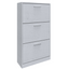 Space-saving entrance shoe rack, in melamine wood, 3 flap doors, modern white - 60x24x120h