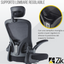 ZIK Ergonomic Black Office Chair with Folding Armrests, Lumbar Support, Adjustable Headrest