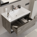 Meuble de salle de bain suspendu en chêne 80 cm. avec lavabo et miroir inclus mod. MILAN