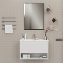 Mueble de Baño Suspendido Blanco Brillo 80 cm. con lavabo y espejo mod. MILÁN