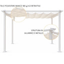 Pergola da Giardino 4x4 Telo Retrattile Poliestere Struttura Metallo