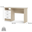 Bureau, table d'ordinateur PC, 3 tiroirs en bois blanc et chêne - 48x120x72