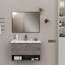 Mobile Bagno Sospeso Rovere 80 cm. con Lavabo e Specchio Inclusi mod. MILANO