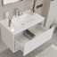 Mueble de Baño Suspendido Blanco Brillo 80 cm. con lavabo y espejo mod. MILÁN