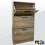 Space-saving entrance shoe rack, in melamine wood, 3 flap doors, modern oak design - 60x24x120h