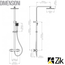 Columna de ducha ZIK con mezclador termostático multifunción regulable en acero inoxidable