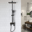 Matt Black Shower Column with Multi-Function Mixer, Adjustable Height