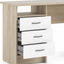 Scrivania Ufficio, Tavolo porta PC computer, 3 cassetti in legno bianco e rovere - 48x120x72