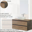 Wall-hung Bathroom Cabinet with Countertop Sink and Mirror 2 Space-saving Wooden Drawers 80 cm – Bordeaux Oak