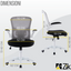 ZIK Silla de Oficina Blanca, Ergonómica, con Apoyabrazos Abatibles, Soporte Lumbar - 62x63x105