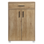 Zapatero de entrada ahorra espacio, 2 puertas y 1 cajón, color roble natural – 63x33x95h