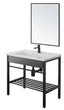 Bathroom Cabinet with Ceramic Sink, Mirror and Siphon, Storage Compartment, in Steel - 60 cm Black