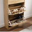 Space-saving entrance shoe rack, 4 doors, modern oak - 63x24x155h