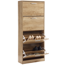 Space-saving entrance shoe rack, 4 doors, modern oak - 63x24x155h