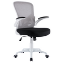 ZIK Silla de Oficina Blanca, Ergonómica, con Apoyabrazos Abatibles, Soporte Lumbar - 62x63x105