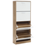 Space-saving entrance shoe rack, 4 doors, modern oak and white - 63x24x155h