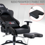 XL X-BULL Gaming Chair with Footrest Office Computer Reclining with Lumbar Support BLACK