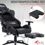 Sedia Gaming XL X-BULL con Poggiapiedi da Ufficio Computer Reclinabile con Supporto Lombare NERO