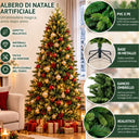 Albero di Natale Artificiale Slim Abete Realistico Folto e Verde in PVC cm 180/210