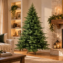 Albero di natale artificiale abete folto e verde realistico rami in pvc base in metallo
