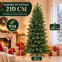Albero di Natale Artificiale Slim Abete Realistico Folto e Verde in PVC cm 180/210