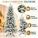 Albero di Natale Artificiale Innevato Abete Slim Foto e Realistico in PVC e PE con Base in Metallo