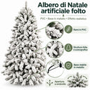 Albero di Natale Artificiale Innevato Abete Folto e Realistico in PVC con Base in Metallo