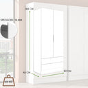 Armadio Guardaroba 2 Ante 2 Cassetti, Mobile Appendiabiti Multiuso in Legno, Bianco – 82x46x184 cm