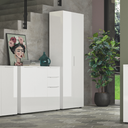 Armadio Multiuso 2 Ante 5 Ripiani Scarpiera Salvaspazio in Legno FSC Bianco Lucido - 69x36x181 cm