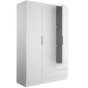 Armadio Guardaroba 3 Ante 2 Cassetti con Ripiani Mobile Multiuso Salvaspazio in Legno FSC 119x46x184 cm – Bianco