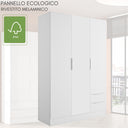 Armadio Guardaroba 3 Ante 2 Cassetti Mobile Multiuso Salvaspazio in Legno 119x46x184 cm – Bianco