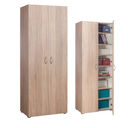 Multipurpose Wardrobe 2 Doors with Shelves Space-Saving Shoe Rack Oak Wood Furniture - 70x36x181 cm