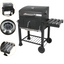 Charcoal BBQ Charcoal Barbecue with Double Steel Grill Garden Grill with Wheels, Bottle Opener and Shelves