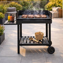 Barbecue a carbonella bbq carbone grill in acciaio con ruote per giardino
